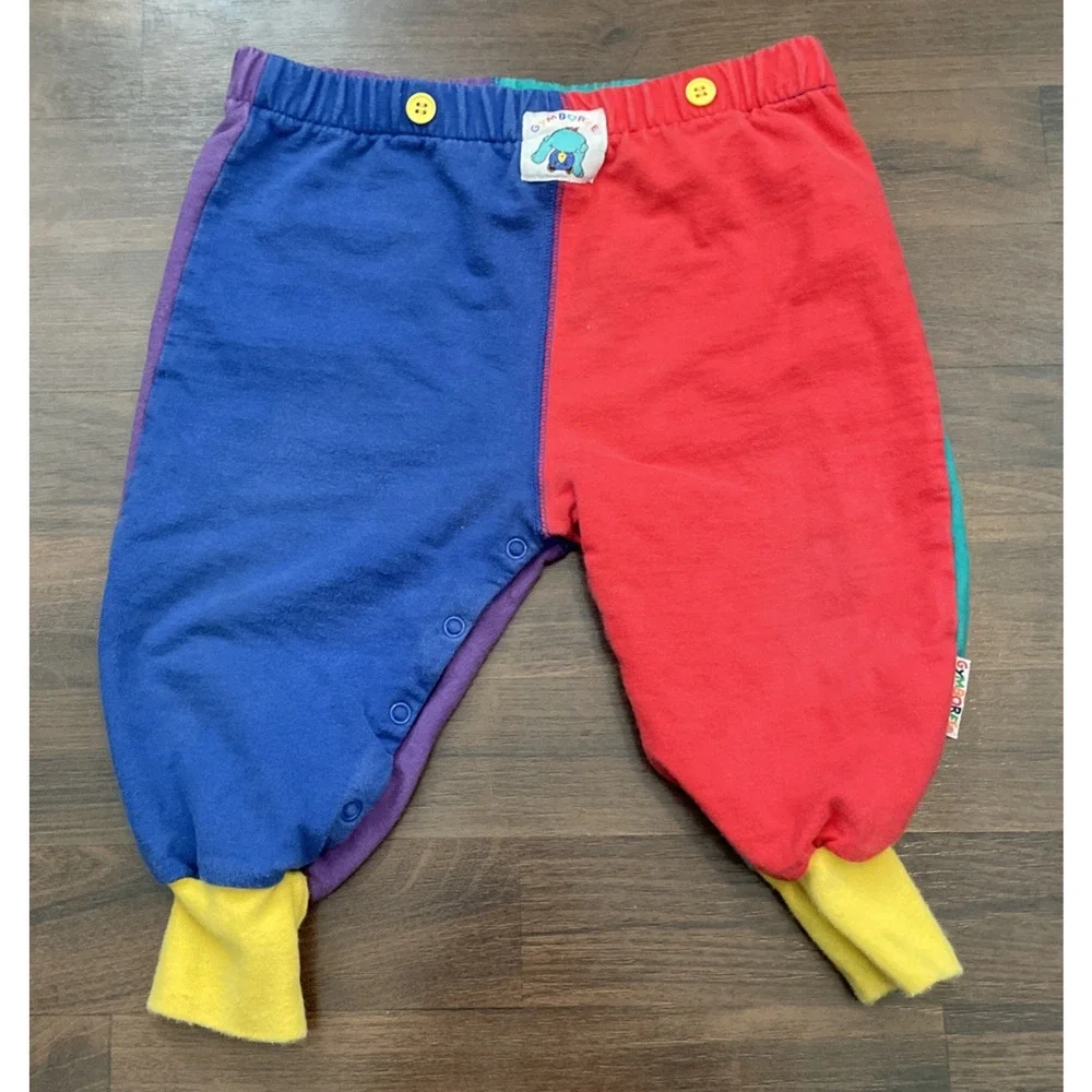 VTG LOT 90s Gymboree Rainbow Tag Colorblock Pants Polo Long Sleeve XS & Small